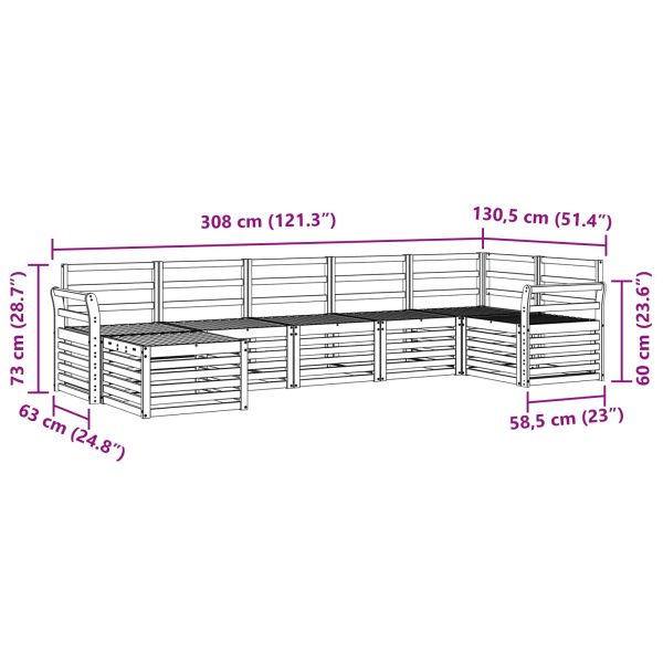 Комплект секционен диван 7 pcs Естествен Солидно акациево дърво