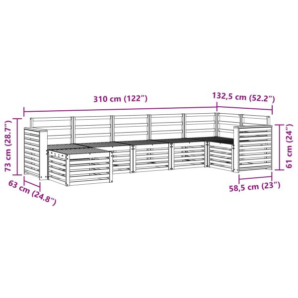 Комплект секционен диван 7 pcs Естествен Солидно акациево дърво