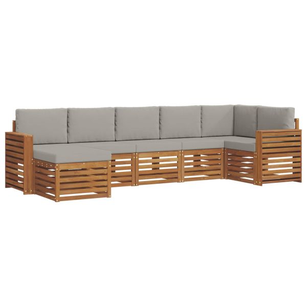 Комплект секционен диван 7 pcs Естествено и светло сиво
