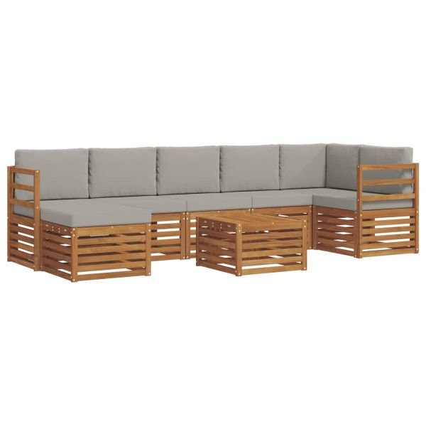 Комплект дивани за открито 8 pcs Естествено и светло сиво