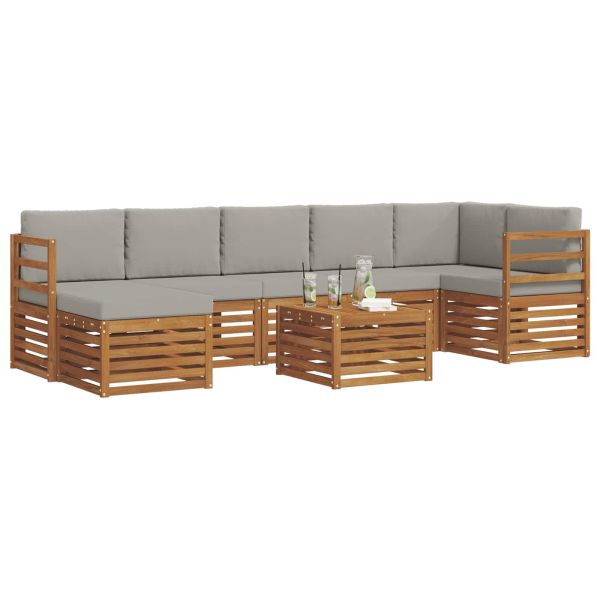 Комплект дивани за открито 8 pcs Естествено и светло сиво