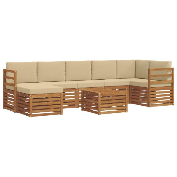 Комплект дивани за открито 8 pcs Натурален и Бежов