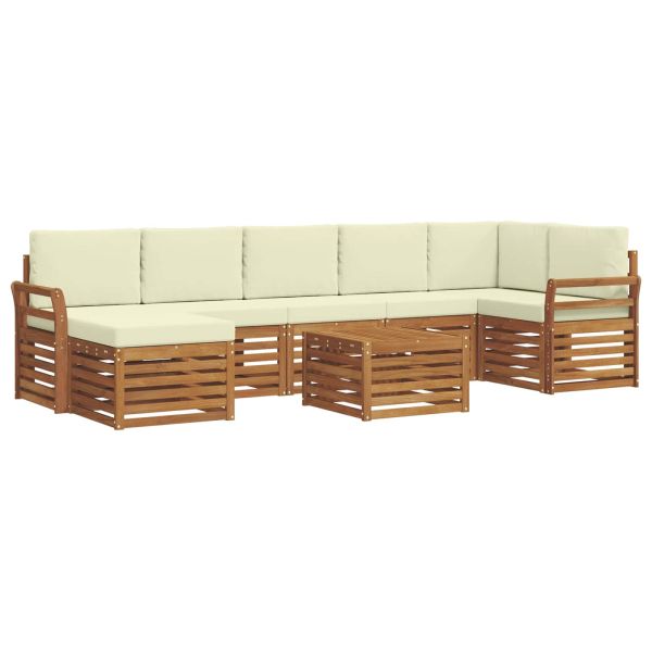 Комплект дивани за открито 8 pcs Натурален и Крема