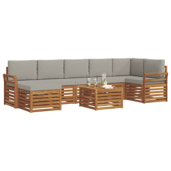Комплект дивани за открито 8 pcs Естествено и светло сиво