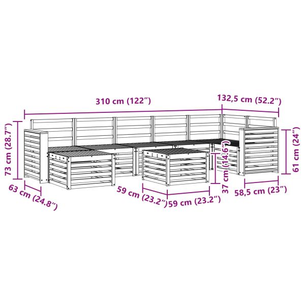 Комплект дивани за открито 8 pcs Естествен