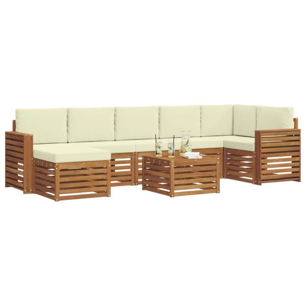 Комплект дивани за открито 8 pcs Натурален и Крема