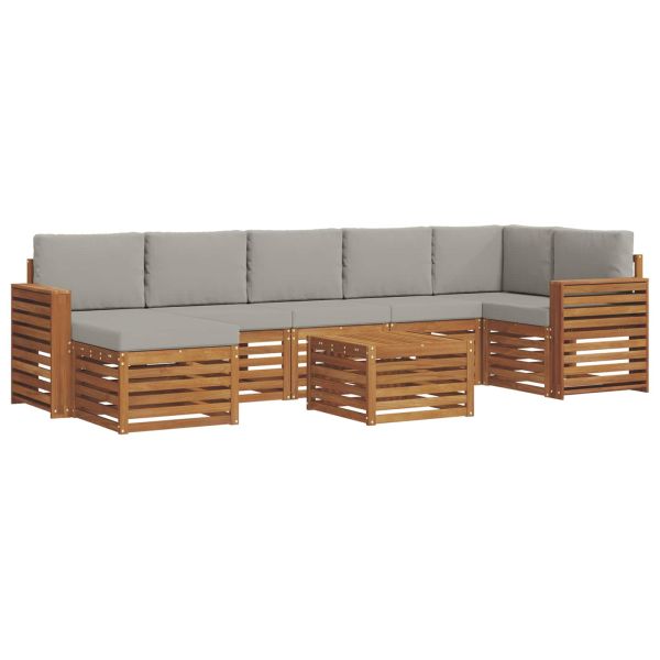 Комплект дивани за открито 8 pcs Естествено и светло сиво