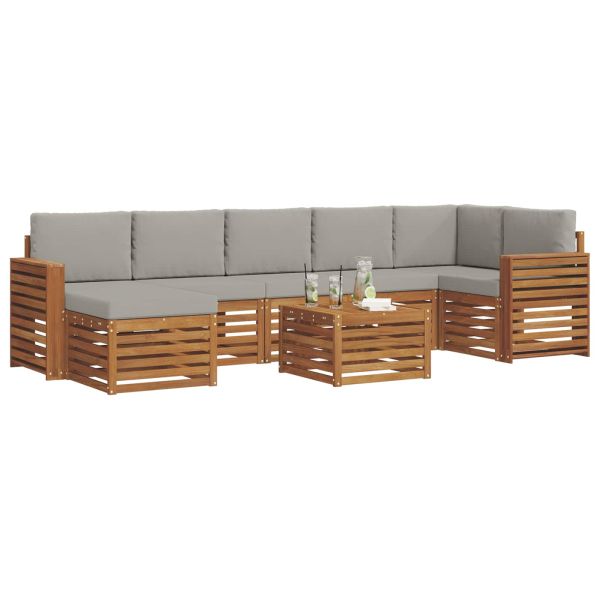 Комплект дивани за открито 8 pcs Естествено и светло сиво