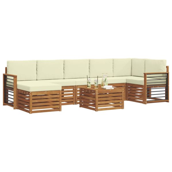 Комплект дивани за открито 8 pcs Натурален и Крема