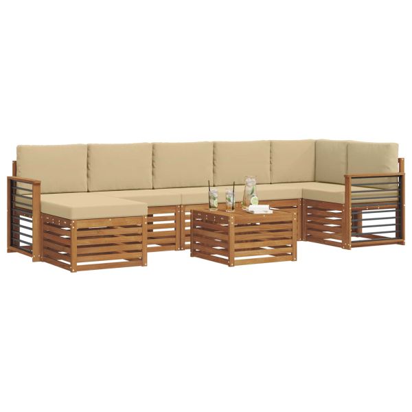 Комплект дивани за открито 8 pcs Натурален и Бежов