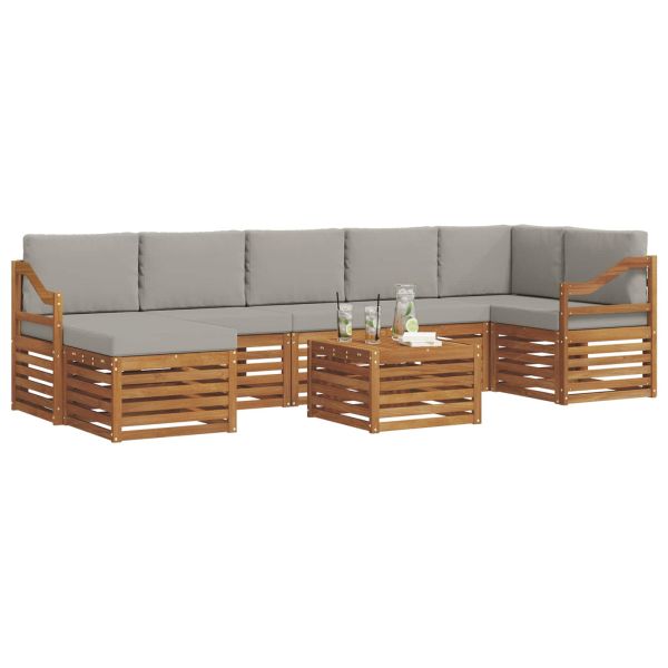 Комплект дивани за открито 8 pcs Естествено и светло сиво