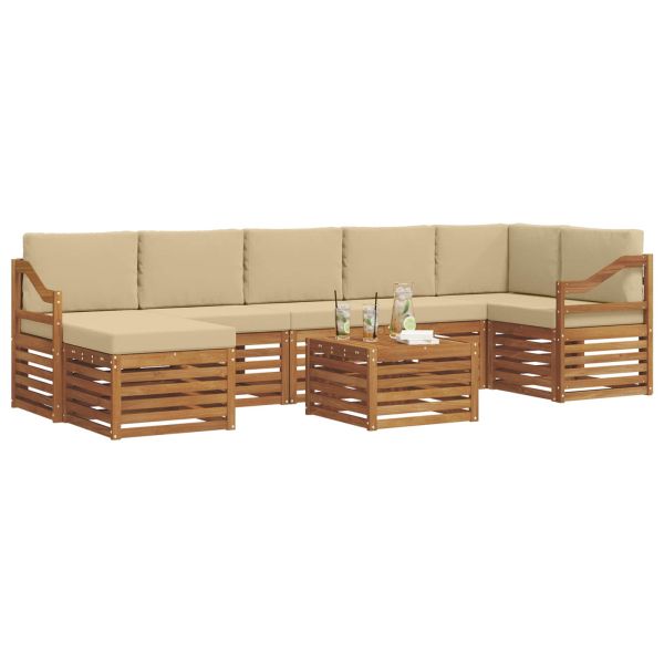 Комплект дивани за открито 8 pcs Натурален и Бежов