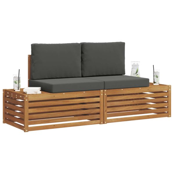 Комплект дивани за открито 2 Брой Натурален и Антрацит