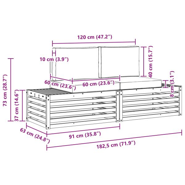 Комплект дивани за открито 2 Брой Натурален и Антрацит