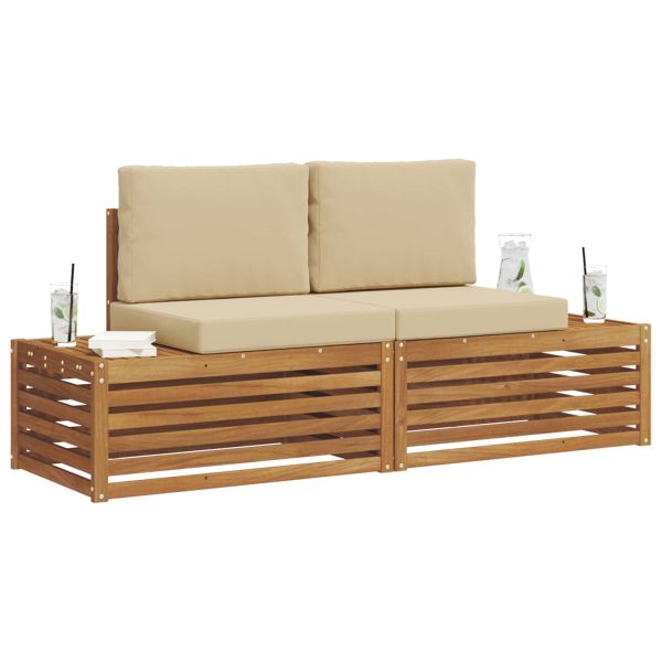 Комплект дивани за открито 2 Брой Натурален и Бежов