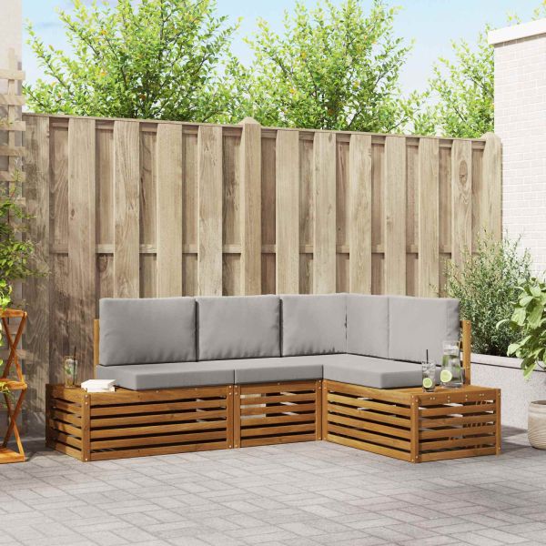 Комплект дивани за открито 4 Брой Естествено и светло сиво