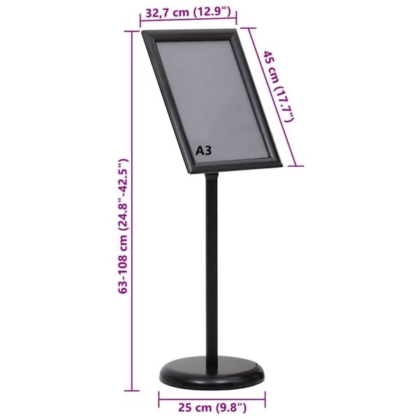 Стойки за плакати 2 pcs Черно 45 x 32,7 x 108 см Алуминий