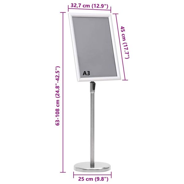 Стойки за плакати 2 pcs Сребрист 45 x 32,7 x 108 см Алуминий