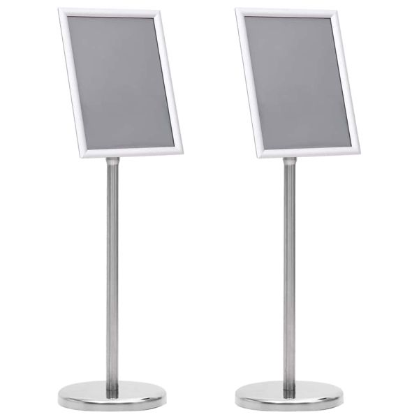 Стойки за плакати 2 pcs Сребрист 32.7 x 24 x 108 см Алуминий