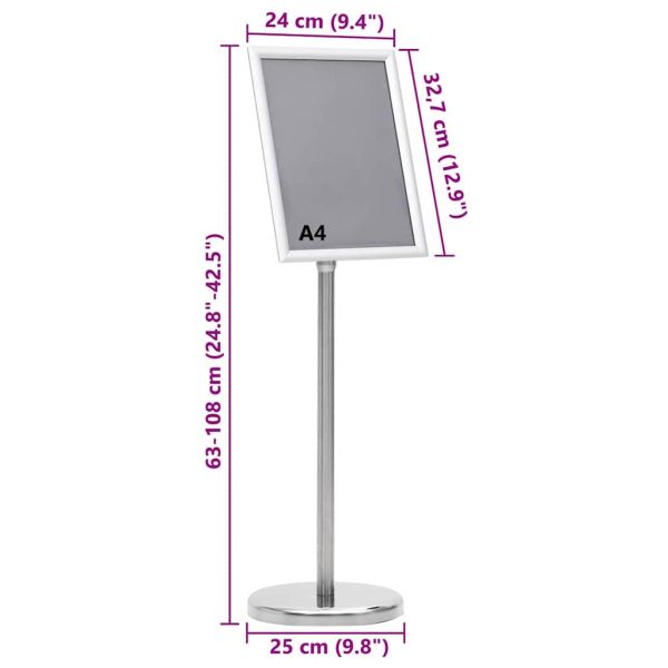 Стойки за плакати 2 pcs Сребрист 32.7 x 24 x 108 см Алуминий
