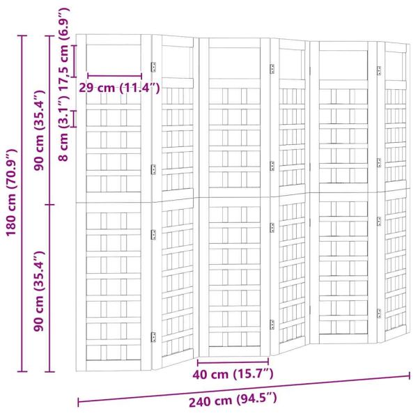 Екран за уединение Меден кафяв 240 x 180 cm Солиден бор