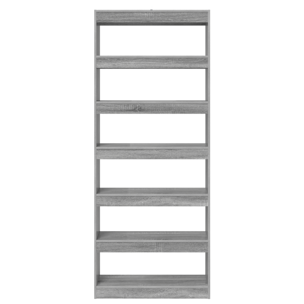 Шкаф за книги Сив Сонома 80 x 30 x 198 см Инженерно дърво