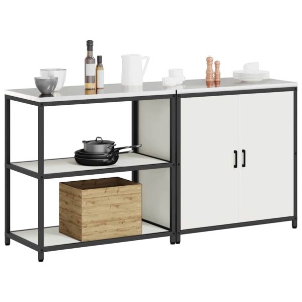 Комплект за кухненско съхранение с рафт с врата 2 pcs Бяло