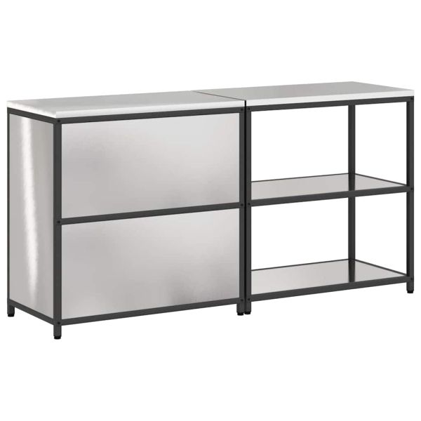 Комплект за кухненско съхранение с рафт с врата 2 pcs Сребрист