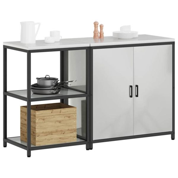 Комплект за кухненско съхранение с рафт с врата 2 pcs Сребрист