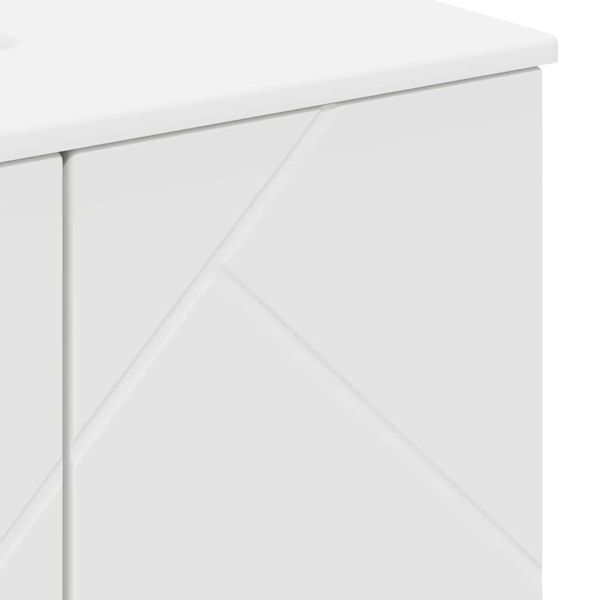 Комплект мебели за баня 3 pcs Бяло Инженерно дърво & Метал