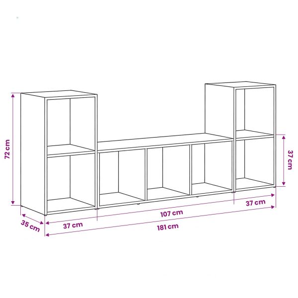 Комплект ТВ шкаф 3 pcs Кафяво Инженерно дърво