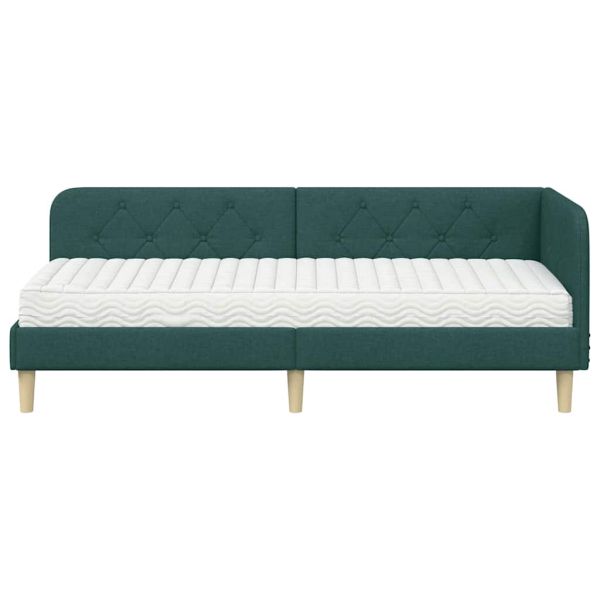 Ъглова рамка за легло Тъмен зелен 80 x 200 cm текстил