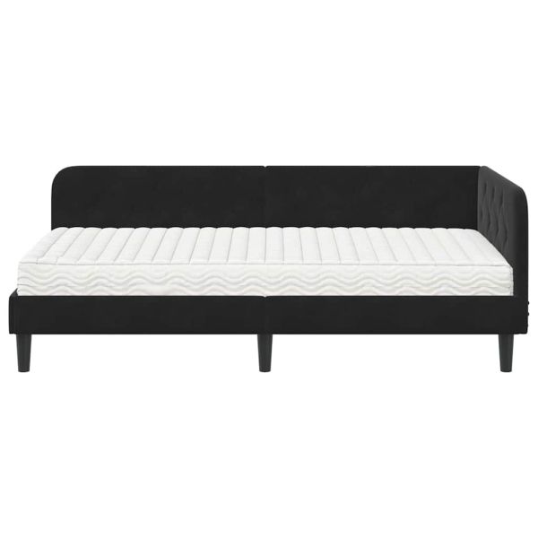 Ъглова рамка за легло Черен 90 x 200 cm Кадифе