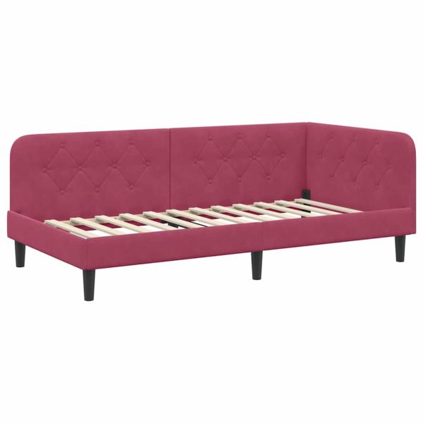 Ъглова рамка за легло Виненочервен 100 x 200 cm Кадифе