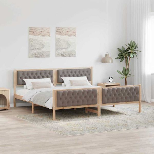 Рамка за легло Таупе 200 x 200 cm Солидно борово дърво
