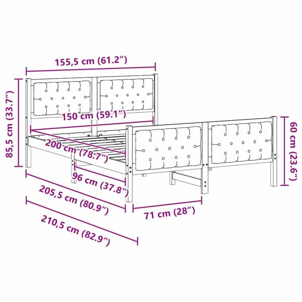 Рамка за легло Светлосиво 150 x 200 cm Солидно борово дърво