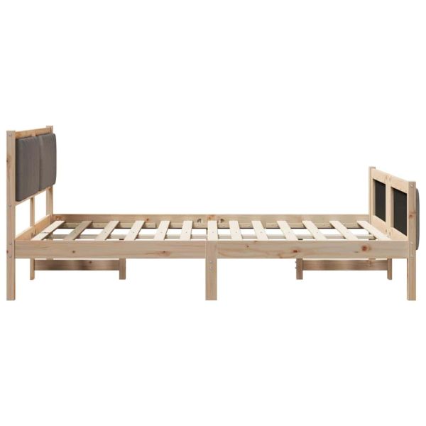 Рамка на леглото Кафяво и таупе 140 x 190 cm Борово дърво масив