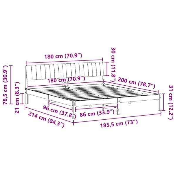 Рамка на леглото с таблото Бял и светлосив 180 x 200 cm