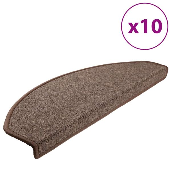 Изтривалки за стълби, 10 бр., 65x24x4 см, кафеенокафяви, полукръгли, големи