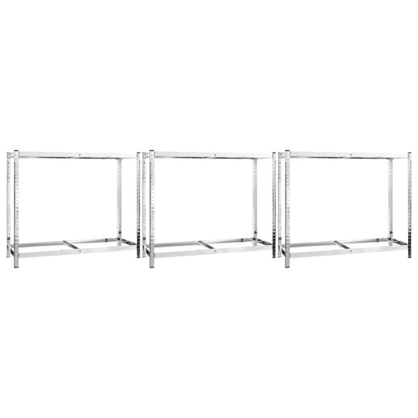 Стелажи за гуми с 2 рафта 3 бр сребристи 110x40x110 см стомана