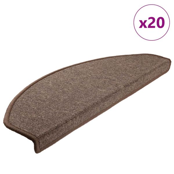 Изтривалки за стълби, 20 бр., 65x24x4 см, кафеенокафяви, полукръгли, големи