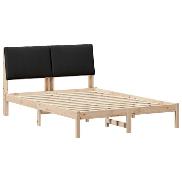 Рамка на леглото Кафяв и черен 150 x 200 cm Борово дърво масив