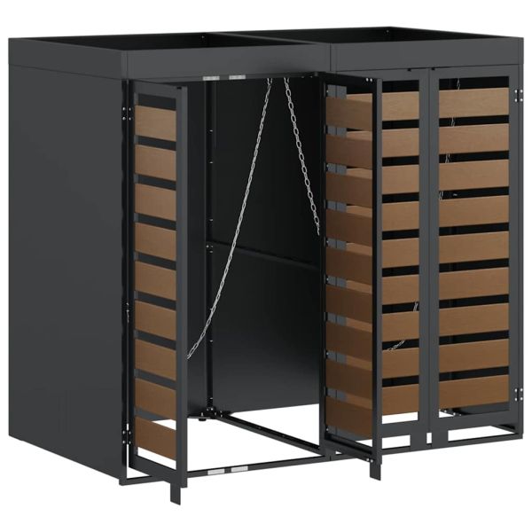 Контейнер за съхранение на 2 коша Антрацит Стомана