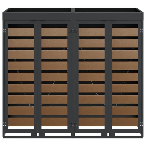 Контейнер за съхранение на 2 коша Антрацит Стомана