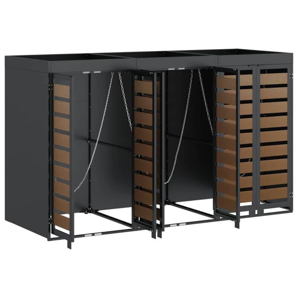 Контейнер за съхранение на 3 коша Антрацит Стомана