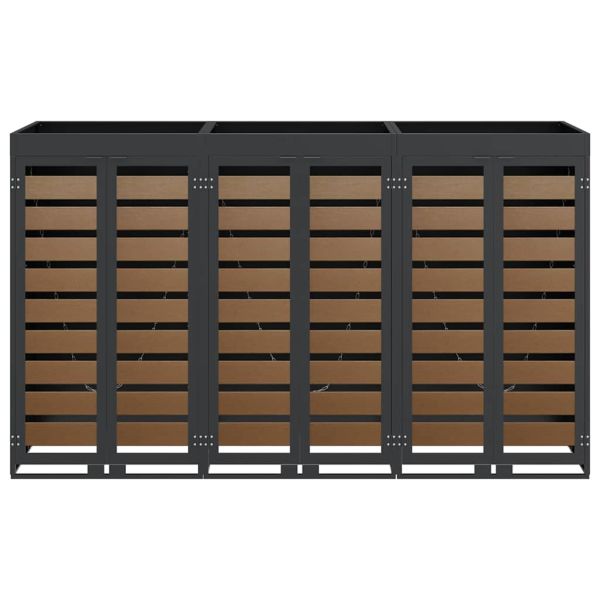 Контейнер за съхранение на 3 коша Антрацит Стомана