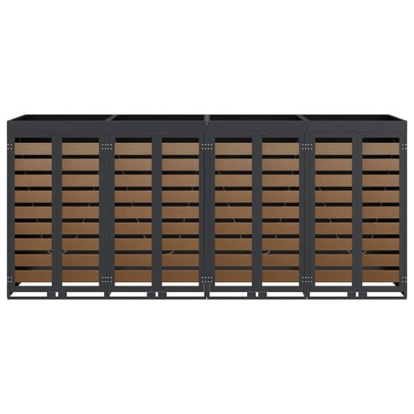 Контейнер за съхранение на 4 коша Антрацит Стомана