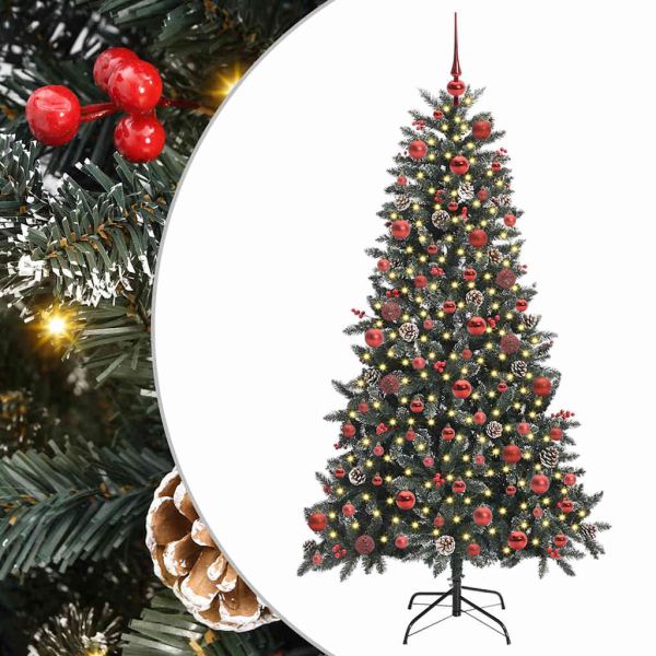 С изкуствено коледно дърво с 300 LED светодиода Зелен 180 cm