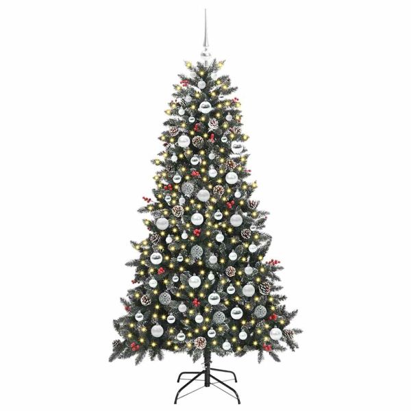 С изкуствено коледно дърво с 300 LED светодиода Зелен 180 cm
