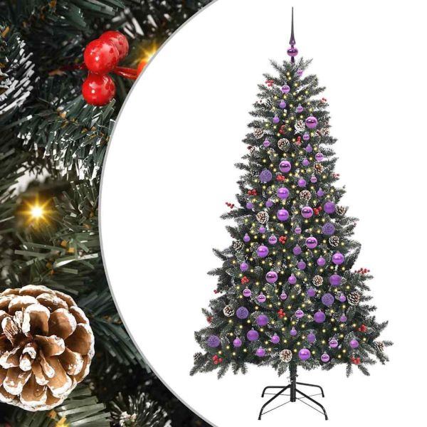 С изкуствено коледно дърво с 300 LED светодиода Зелен 180 cm